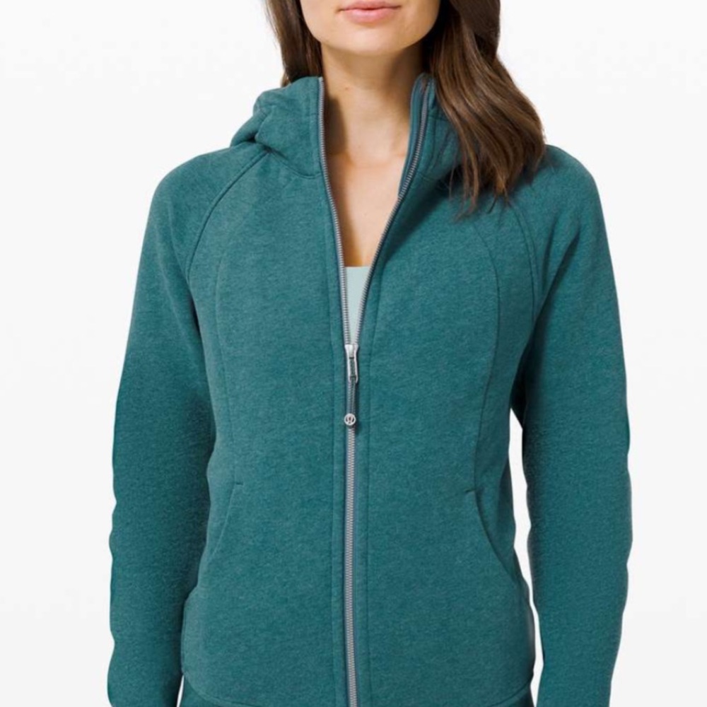 Lululemon full zip scuba hoodie in heathered desert teal size 6